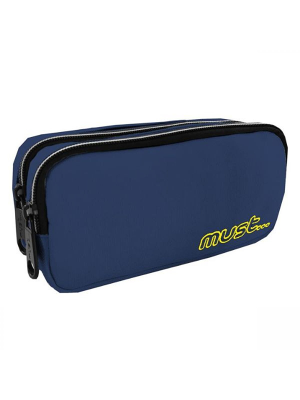 Must Κασετίνα Βαρελάκι Monochrome Plus RPET με 2 Θήκες 20x6x9cm Navy Blue