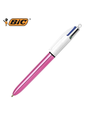 BIC 4 Colour Shine Ballpoint Pen ροζ - Exas